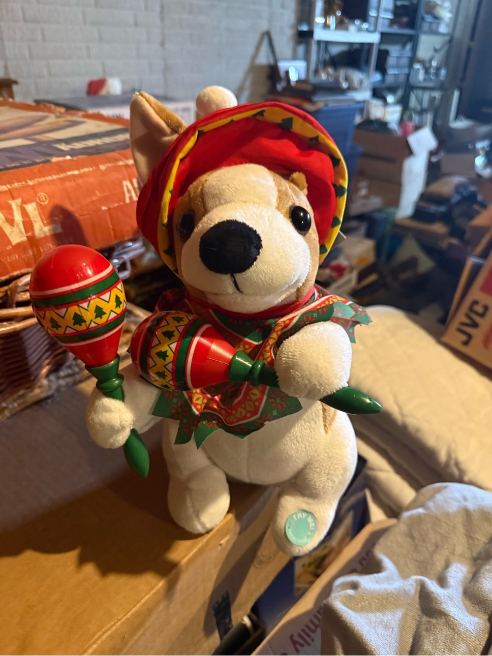 Plush Fiesta Dog with Maracas - Red and Green